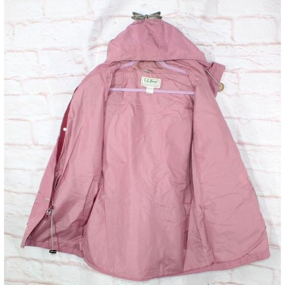 Vintage LL Bean Pink Nylon Lined Hooded Snaps Button Jacket Size L - Picture 8 of 9